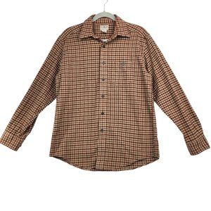 L.L Bean Shirt Mens Sz Small Brown Plaid Check Button-Up Long Sleeve 100% Cotton